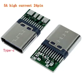 10VNT tipo c24p 5A aukštos srovės PCB lenta 24 pin USB duomenų įkrovimo kištuką motina bazės 4 lydmetalis jungtys