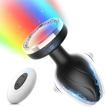 Belaidis Nuotolinio LED Šviesos Analiniai Vibratoriai Vibracija Butt Plug Vyrų Prostatos Massager Išangę Suaugusiųjų Produkto Sekso Žaislai Moterims, Vyrams