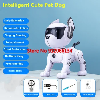Juokinga RC Robotas šunelis Elektroninės Šunų Stunt Šuo Dainavimas, Šokiai, Programuojamas Miego Nuotolinio Valdymo Robotas Šuo Vaikų Dovanos