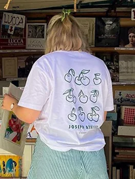 Laiškas Atspausdintas T-shirt 2023 Vasarą Moterys Apvalios Kaklo Klasikinis Mados Trumpas Rankovės marškinėliai Femme Atsitiktinis Chic Paprasta Viršuje Tees
