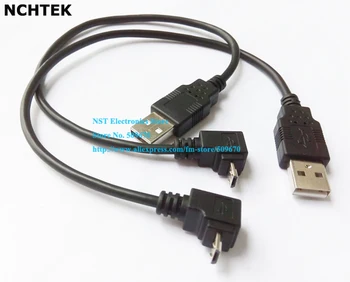 NCHTEK Kampu IKI 90 laipsnių Micro USB Įkrovimo Kabelis i9500 i9300 N7100 S2 I9100 / 2VNT