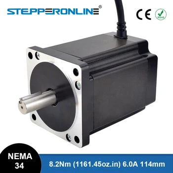 STEPPERONLINE Nema 34 Stepper Motorinių 8.2 Nm 6A 86x114mm Nema34 Atvirojo Kontūro Stepper kaip 14mm Velenas už CNC Graviravimo Mašina