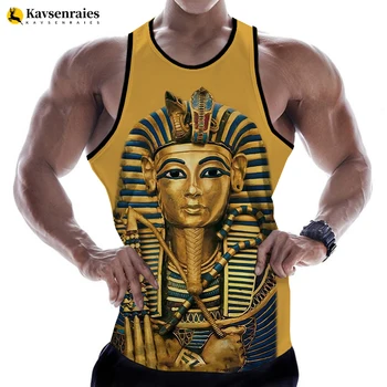 Senovės Egipto Egipto Dievas Faraonas tankų T Marškinėliai be Rankovių 3D Skaitmeninis Spausdinimas Harajuku Liemenė Vyrams, Moterims, Negabaritinių Tees 6XL