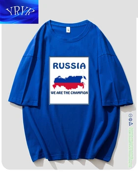 YRYT Vasaros Moterų Top Rusijos Žemėlapis Atspausdintas Apvalios Kaklo marškinėliai Vyrams ir Moterims Instagram Trumpas Rankovės Mados Pora