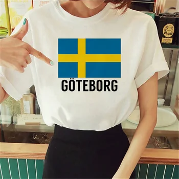 Švedijos Tee moterims grafikos dizaineris marškinėliai moteriška grafinis juokinga drabužiai